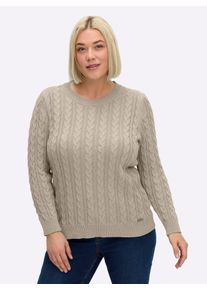 sheego Große Größen Strickpullover mit Zopfmuster, sand, Größe 40 - Damen