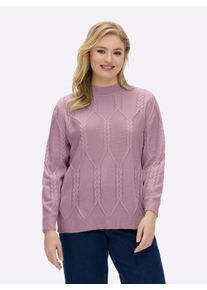 sheego Große Größen Langarm-Pullover mit Zopfmuster, mauve, Größe 52 - Damen
