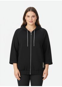 sheego Gro&szlig;e Gr&ouml;&szlig;en Shirtjacke mit Kapuze, schwarz, Gr&ouml;&szlig;e 52 - Damen