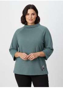 sheego Große Größen 3/4-Arm-Shirt mit halsfernem Rollkragen, jade, Größe 50 - Damen