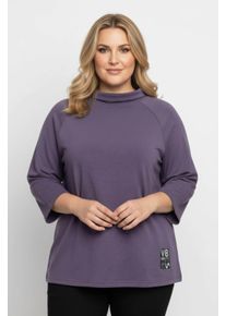 sheego Große Größen 3/4-Arm-Shirt mit halsfernem Rollkragen, feige, Größe 48 - Damen