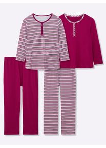 wäschepur sheego Große Größen Schlafanzüge aus reiner Baumwolle, malve+ malve-geringelt, Größe 40/42 - Damen