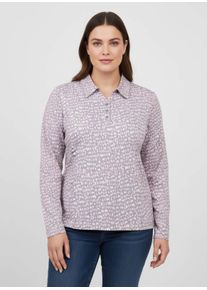 sheego Große Größen Poloshirt mit Knopfleiste, hortensie-steingrau-bedruckt, Größe 42 - Damen