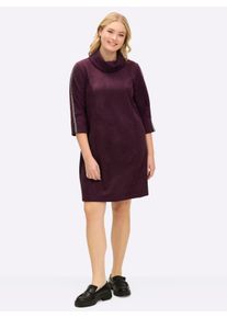 sheego Gro&szlig;e Gr&ouml;&szlig;en A-Linien-Kleid in Veloursleder-Optik, burgund, Gr&ouml;&szlig;e 44 - Damen
