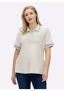 sheego Große Größen Poloshirt in Pikee-Qualität, hellgrau-meliert, Größe 40 - Damen