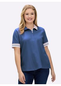 sheego Große Größen Poloshirt in Pikee-Qualität, jeansblau, Größe 42 - Damen