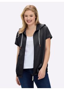 sheego Gro&szlig;e Gr&ouml;&szlig;en Sweatjacke mit Nahttaschen, schwarz, Gr&ouml;&szlig;e 48 - Damen