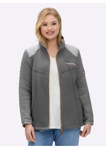 sheego Große Größen Fleecejacke im Mix aus Fleece und Strick, grau-meliert, Größe 46 - Damen