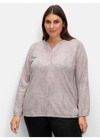 sheego Gro&szlig;e Gr&ouml;&szlig;en Langarmshirt im Material-Mix, hortensie-ecru-bedruckt, Gr&ouml;&szlig;e 46 - Damen