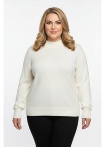 sheego Gro&szlig;e Gr&ouml;&szlig;en Stehkragenpullover mit Baumwolle, wollwei&szlig;, Gr&ouml;&szlig;e 48 - Damen