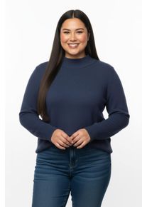 sheego Gro&szlig;e Gr&ouml;&szlig;en Stehkragenpullover mit Baumwolle, royalblau, Gr&ouml;&szlig;e 44 - Damen