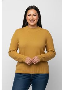 sheego Gro&szlig;e Gr&ouml;&szlig;en Stehkragenpullover mit Baumwolle, maisgelb, Gr&ouml;&szlig;e 54 - Damen