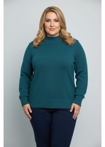 sheego Gro&szlig;e Gr&ouml;&szlig;en Stehkragenpullover mit Baumwolle, petrol, Gr&ouml;&szlig;e 54 - Damen