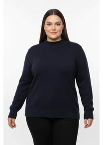 sheego Gro&szlig;e Gr&ouml;&szlig;en Stehkragenpullover mit Baumwolle, marine, Gr&ouml;&szlig;e 46 - Damen