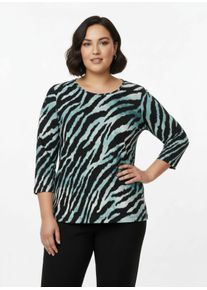 sheego Große Größen Print-Shirt im Animal-Dessin, schwarz-petrol-bedruckt, Größe 50 - Damen