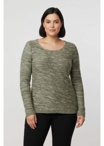 sheego Gro&szlig;e Gr&ouml;&szlig;en Rundhalspullover aus Melange-Strick, schilf-meliert, Gr&ouml;&szlig;e 48 - Damen