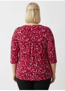 sheego Gro&szlig;e Gr&ouml;&szlig;en Druckbluse in Schlupfform, rot-graphit-bedruckt, Gr&ouml;&szlig;e 44 - Damen