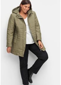 sheego Gro&szlig;e Gr&ouml;&szlig;en Steppjacke mit seitlichen Druckkn&ouml;pfen, khaki, Gr&ouml;&szlig;e 52 - Damen