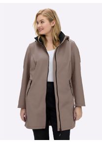 sheego Große Größen Softshelljacke mit Gummizug im Rücken, taupe, Größe 21 - Damen