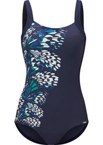 feel good sheego Gro&szlig;e Gr&ouml;&szlig;en Badeanzug mit rundem R&uuml;ckenausschnitt, marine-royalblau, Gr&ouml;&szlig;e 42D - Damen