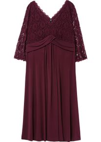 sheego Gro&szlig;e Gr&ouml;&szlig;en Abendkleid mit Oberteil aus floraler Spitze, burgund, Gr&ouml;&szlig;e 44 - Damen