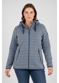 sheego Gro&szlig;e Gr&ouml;&szlig;en Kapuzenfleecejacke mit abnehmbarer Kapuze, marine-wei&szlig;-gemustert, Gr&ouml;&szlig;e 54 - Damen