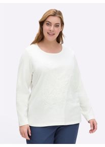 sheego Gro&szlig;e Gr&ouml;&szlig;en Rundhalsshirt mit Kordel-Stickerei, ecru, Gr&ouml;&szlig;e 54 - Damen