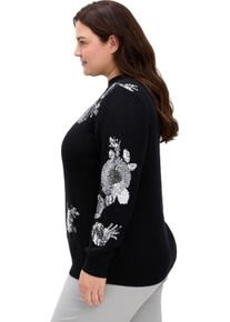 sheego by Joe Browns sheego Gro&szlig;e Gr&ouml;&szlig;en Pullover mit Stehkragen und Paillettenstickerei, schwarz-silberfarben-gemustert, Gr&ouml;&szlig;e 48/50 - Damen