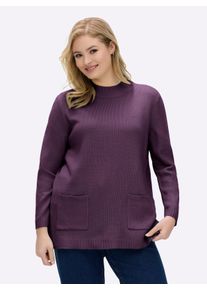 sheego Gro&szlig;e Gr&ouml;&szlig;en Longpullover mit Stehkragen, traube, Gr&ouml;&szlig;e 56 - Damen