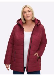 sheego Gro&szlig;e Gr&ouml;&szlig;en Steppjacke mit abnehmbarer Kapuze, dunkelrot, Gr&ouml;&szlig;e 44 - Damen
