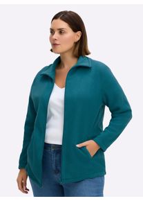 sheego Gro&szlig;e Gr&ouml;&szlig;en Fleecejacke mit zwei Taschen, petrol, Gr&ouml;&szlig;e 44 - Damen