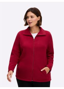 sheego Gro&szlig;e Gr&ouml;&szlig;en Fleecejacke mit zwei Taschen, weinrot, Gr&ouml;&szlig;e 48 - Damen