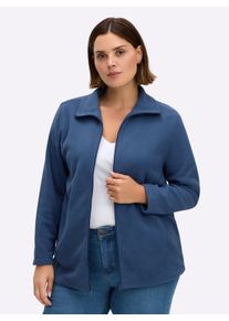 sheego Gro&szlig;e Gr&ouml;&szlig;en Fleecejacke mit zwei Taschen, nachtblau, Gr&ouml;&szlig;e 52 - Damen