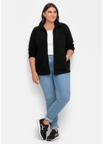 sheego Große Größen Fleecejacke mit zwei Taschen, schwarz, Größe 56 - Damen