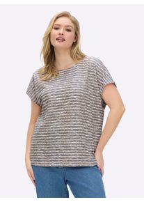 sheego Gro&szlig;e Gr&ouml;&szlig;en Rundhalsshirt mit weicher Baumwolle, taupe-ecru-geringelt, Gr&ouml;&szlig;e 54 - Damen