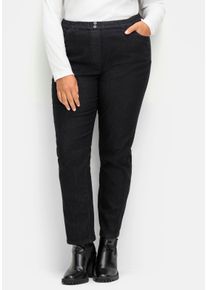 sheego Gro&szlig;e Gr&ouml;&szlig;en Schlupfjeans mit imitierter Rei&szlig;verschluss-Blende, blue-stone-washed, Gr&ouml;&szlig;e 26 - Damen