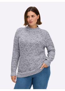 sheego Gro&szlig;e Gr&ouml;&szlig;en Stehkragenpullover im Rauten-Dessin, grau-meliert, Gr&ouml;&szlig;e 50 - Damen