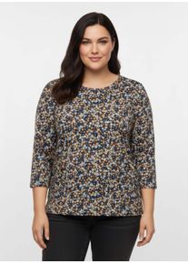 sheego Große Größen Print-Shirt mit Rundhals-Ausschnitt, camel-taubenblau-bedruckt, Größe 50 - Damen