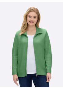 sheego Gro&szlig;e Gr&ouml;&szlig;en Strickjacke mit 2-Wege-Rei&szlig;verschluss, apfel, Gr&ouml;&szlig;e 50 - Damen