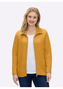 sheego Gro&szlig;e Gr&ouml;&szlig;en Strickjacke mit 2-Wege-Rei&szlig;verschluss, maisgelb, Gr&ouml;&szlig;e 54 - Damen