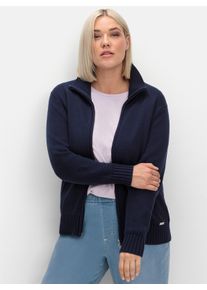 sheego Gro&szlig;e Gr&ouml;&szlig;en Strickjacke mit 2-Wege-Rei&szlig;verschluss, marine, Gr&ouml;&szlig;e 50 - Damen