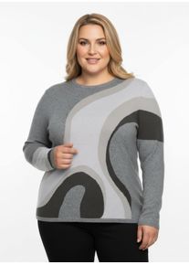 sheego Große Größen Strickpullover in Jacquard-Strick, graphit-grau-gemustert, Größe 54 - Damen