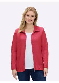sheego Gro&szlig;e Gr&ouml;&szlig;en Strickjacke mit 2-Wege-Rei&szlig;verschluss, korallenrot, Gr&ouml;&szlig;e 44 - Damen