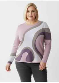 sheego Gro&szlig;e Gr&ouml;&szlig;en Strickpullover in Jacquard-Strick, feige-mauve-gemustert, Gr&ouml;&szlig;e 48 - Damen