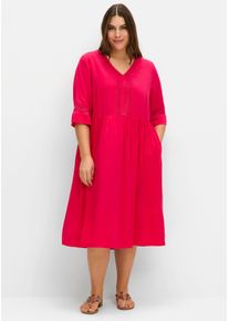 sheego Große Größen A-Linien-Kleid mit Häkelspitze, pink, Größe 44 - Damen