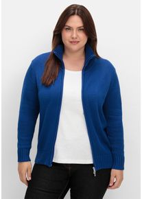 sheego Gro&szlig;e Gr&ouml;&szlig;en Strickjacke mit 2-Wege-Rei&szlig;verschluss, royalblau, Gr&ouml;&szlig;e 46 - Damen