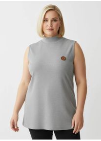 sheego Gro&szlig;e Gr&ouml;&szlig;en Shirttop mit Stehkragen, pflegeleicht, grau-meliert, Gr&ouml;&szlig;e 44 - Damen