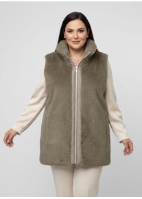 sheego Große Größen Fellimitatweste in kürzerer Form, schlamm, Größe 46 - Damen