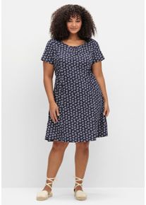 sheego Große Größen Jerseykleid mit floralem Dessin, marine-ecru-bedruckt, Größe 38 - Damen
