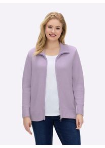 sheego Gro&szlig;e Gr&ouml;&szlig;en Strickjacke mit 2-Wege-Rei&szlig;verschluss, flieder, Gr&ouml;&szlig;e 44 - Damen